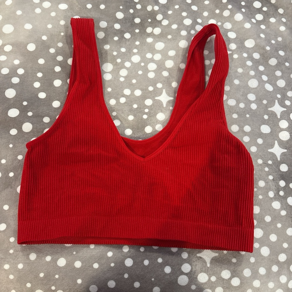 Colsie Vibrant Red Ribbed Bralette